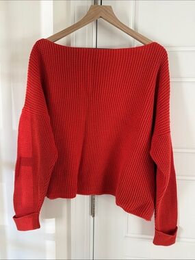 French Connection Red Off-the-Shoulder Knit Sweater